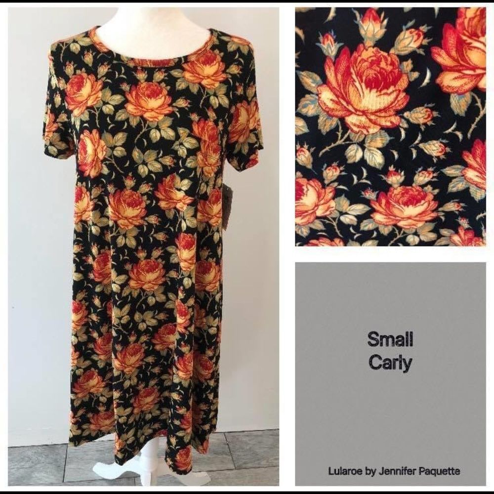 Lularoe Carly small roses black